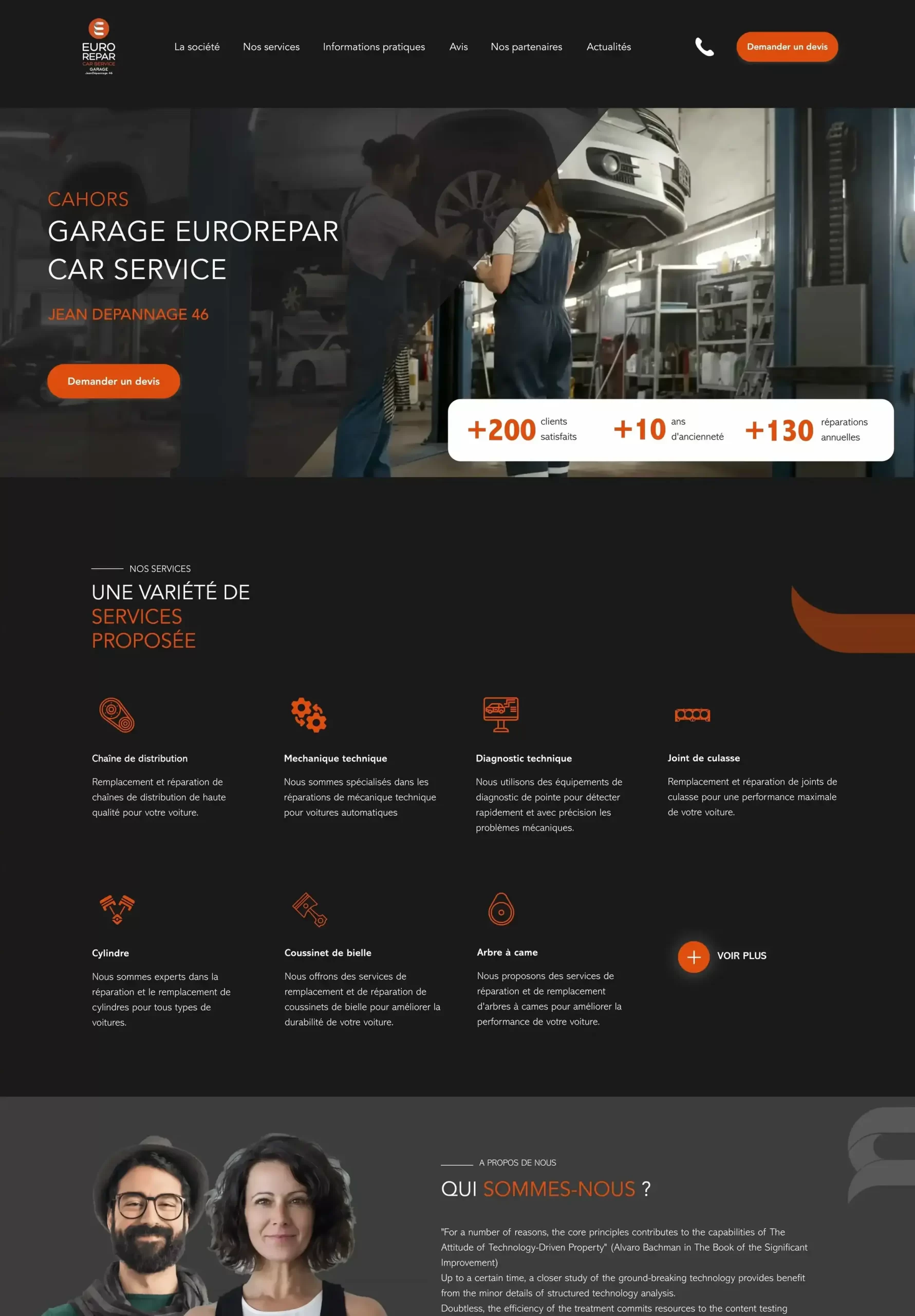 First part of a home page mock-up for a client : JeanDépannage46